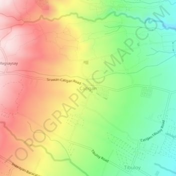Mapa topográfico Catigan, altitud, relieve