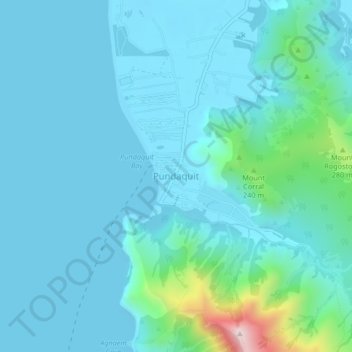 Mapa topográfico Pundaquit, altitud, relieve
