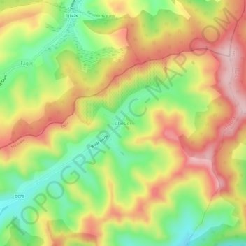 Mapa topográfico Chesler, altitud, relieve