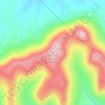 Mapa topográfico Cerro La Juanita, altitud, relieve