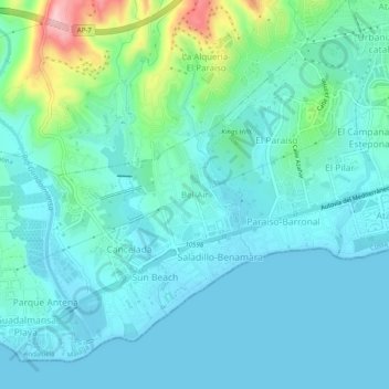 Mapa topográfico Bel-Air, altitud, relieve