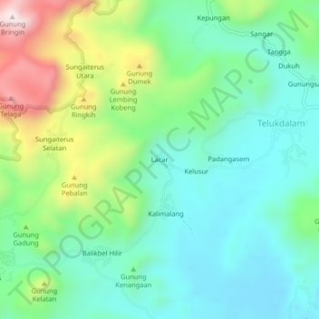 Mapa topográfico Lacar, altitud, relieve