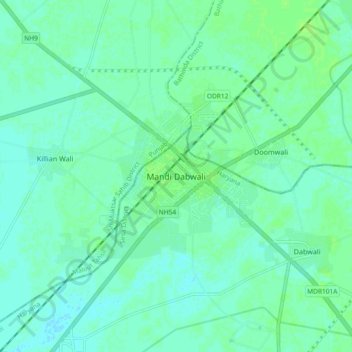 Mapa topográfico Mandi Dabwali, altitud, relieve