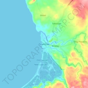 Mapa topográfico Tinambac, altitud, relieve