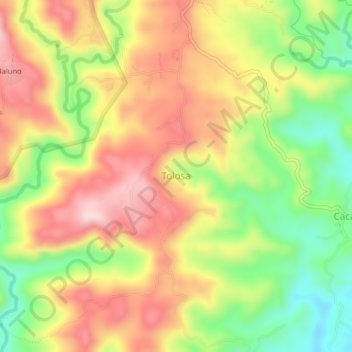 Mapa topográfico Tolosa, altitud, relieve