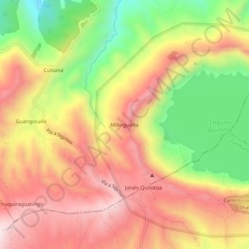 Mapa topográfico Milinguana, altitud, relieve