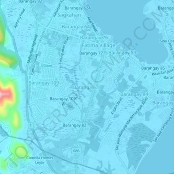 Mapa topográfico Barangay 78, altitud, relieve