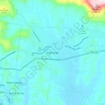 Mapa topográfico Sapiranga, altitud, relieve
