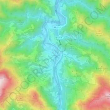 Mapa topográfico Sumbilla, altitud, relieve