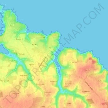 Mapa topográfico Sauzon, altitud, relieve