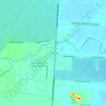 Mapa topográfico Guihing, altitud, relieve