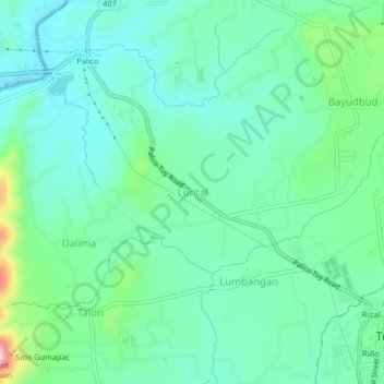 Mapa topográfico Luntal, altitud, relieve