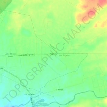 Mapa topográfico Pejerrey, altitud, relieve