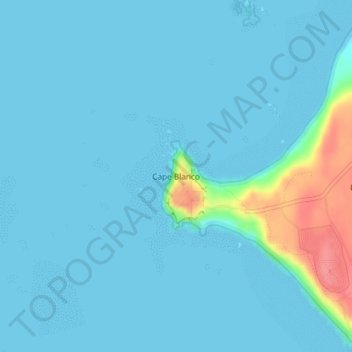 Mapa topográfico Cabo Blanco, altitud, relieve