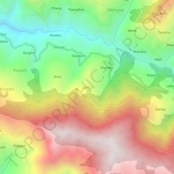 Mapa topográfico Deha, altitud, relieve