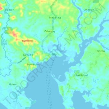 Mapa topográfico Pilar, altitud, relieve
