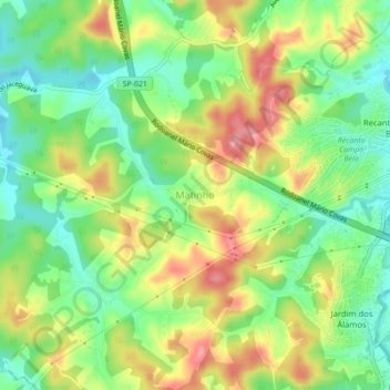 Mapa topográfico Matinho, altitud, relieve