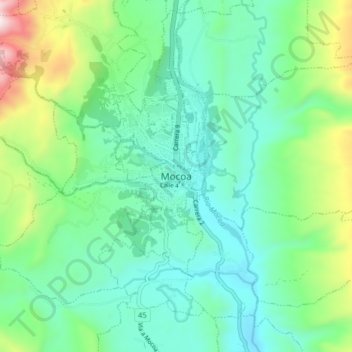 Mapa topográfico Mocoa, altitud, relieve