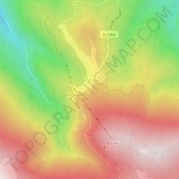 Mapa topográfico Paltinis, altitud, relieve