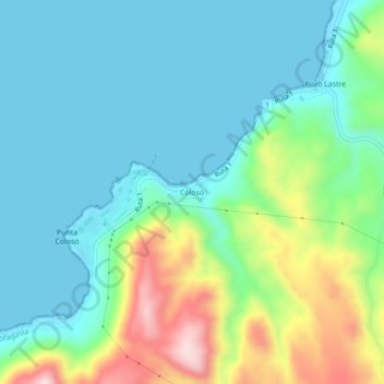 Mapa topográfico Coloso, altitud, relieve