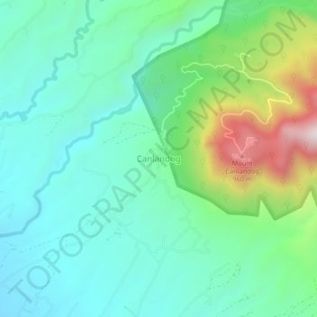 Mapa topográfico Canlandog, altitud, relieve