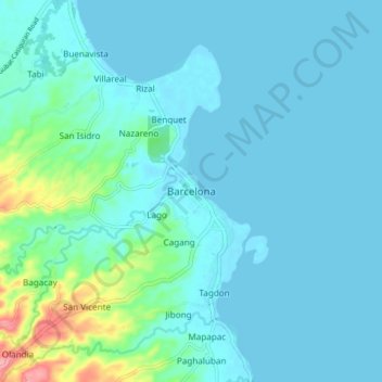 Mapa topográfico Barcelona, altitud, relieve