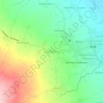 Mapa topográfico Tagongtong, altitud, relieve