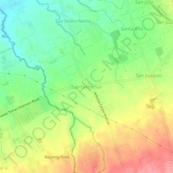 Mapa topográfico San Isidro Sur, altitud, relieve