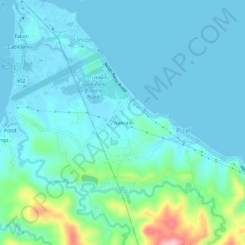Mapa topográfico Namao, altitud, relieve