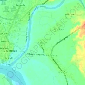 Mapa topográfico Capatan, altitud, relieve
