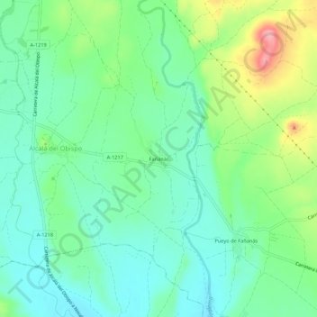 Mapa topográfico Fañanás, altitud, relieve