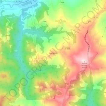 Mapa topográfico Quinzano, altitud, relieve