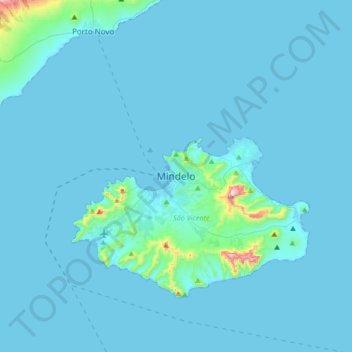 Mapa topográfico Mindelo, altitud, relieve