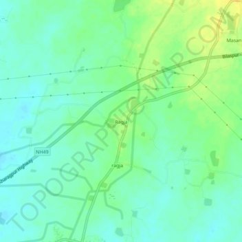 Mapa topográfico Ragja, altitud, relieve