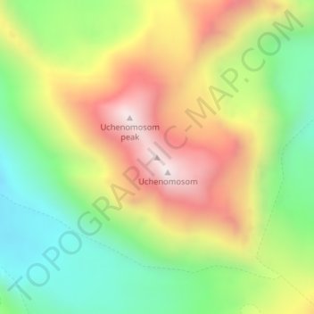 Mapa topográfico 3 sisters, altitud, relieve