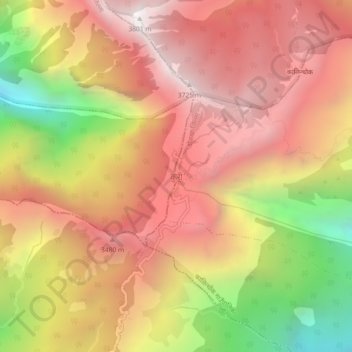 Mapa topográfico Kuri, altitud, relieve