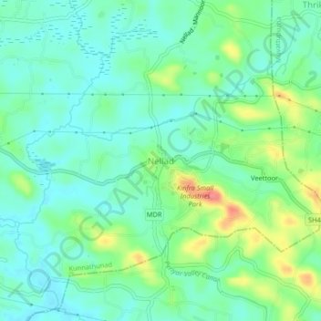 Mapa topográfico Nellad, altitud, relieve