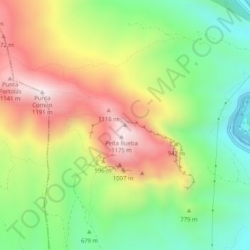Mapa topográfico Cerro del Valle, altitud, relieve