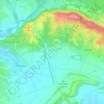 Mapa topográfico Granada, altitud, relieve