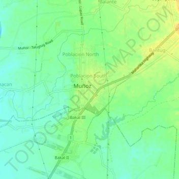 Mapa topográfico Poblacion East, altitud, relieve