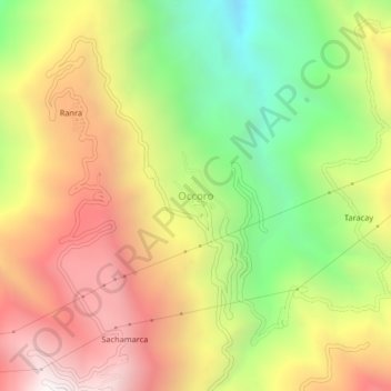 Mapa topográfico Occoro, altitud, relieve