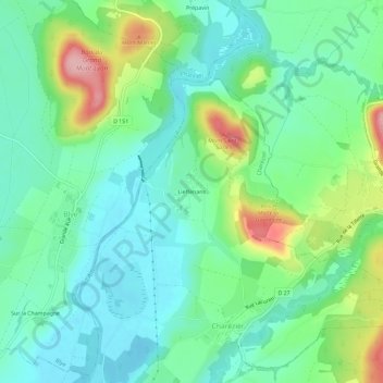 Mapa topográfico Lieffenans, altitud, relieve