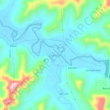 Mapa topográfico Quiroga, altitud, relieve