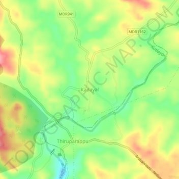 Mapa topográfico Kadayal, altitud, relieve