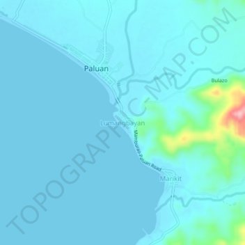 Mapa topográfico Lumangbayan, altitud, relieve