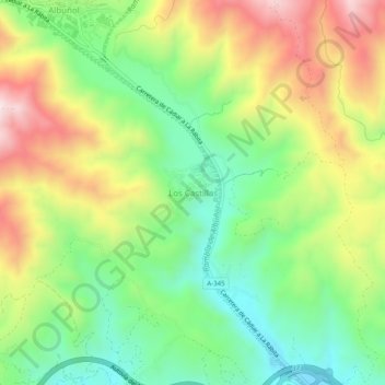 Mapa topográfico Los Castillas, altitud, relieve