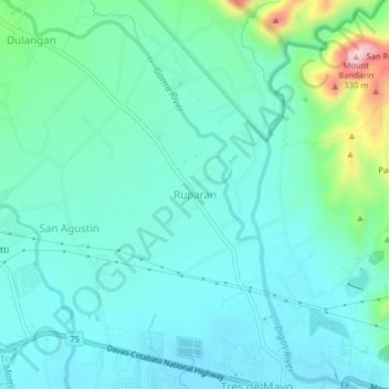 Mapa topográfico Ruparan, altitud, relieve