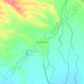 Mapa topográfico Hato del Padre, altitud, relieve