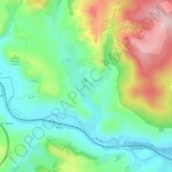 Mapa topográfico Mera, altitud, relieve
