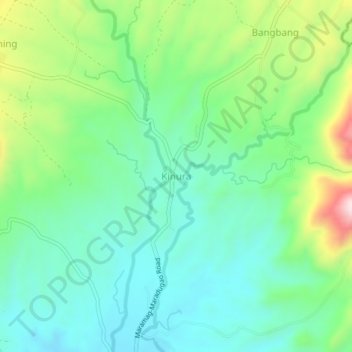 Mapa topográfico Kinura, altitud, relieve